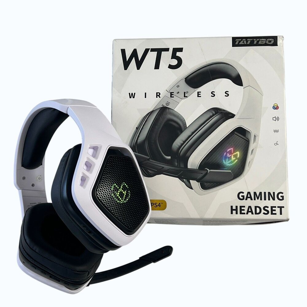 Tatybo WT5 Wireless Gaming Headset White RGB 7.1 Surround Sound PC PS4 PS5 - Picture 12 of 16